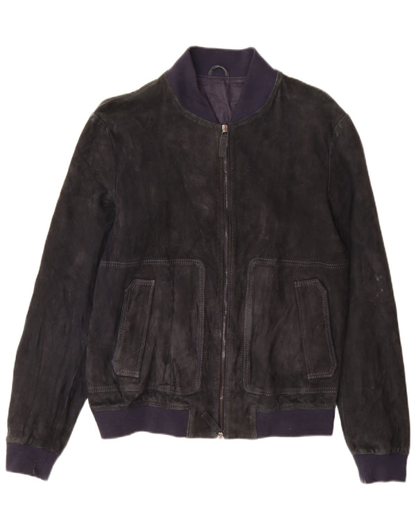 Jaqueta bomber feminina de camurça Jeckerson UK 18 XL azul marinho
