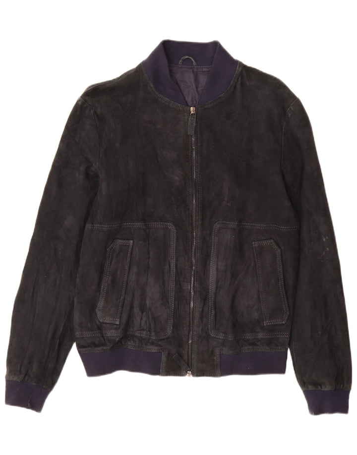 Jaqueta bomber feminina de camurça Jeckerson UK 18 XL azul marinho