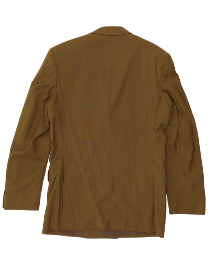 Jaqueta blazer masculina vintage com peito duplo Reino Unido 38 médio cáqui nova lã