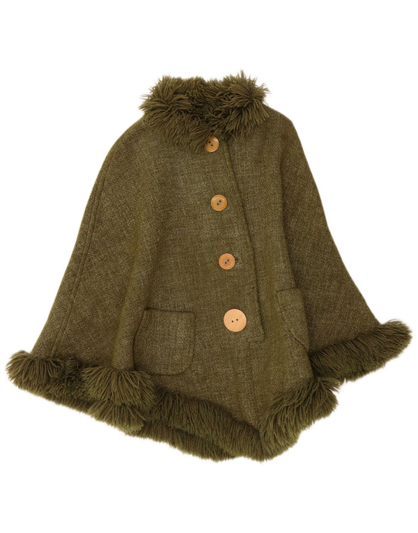 Casaco Poncho Feminino Vintage Tamanho Único Cáqui