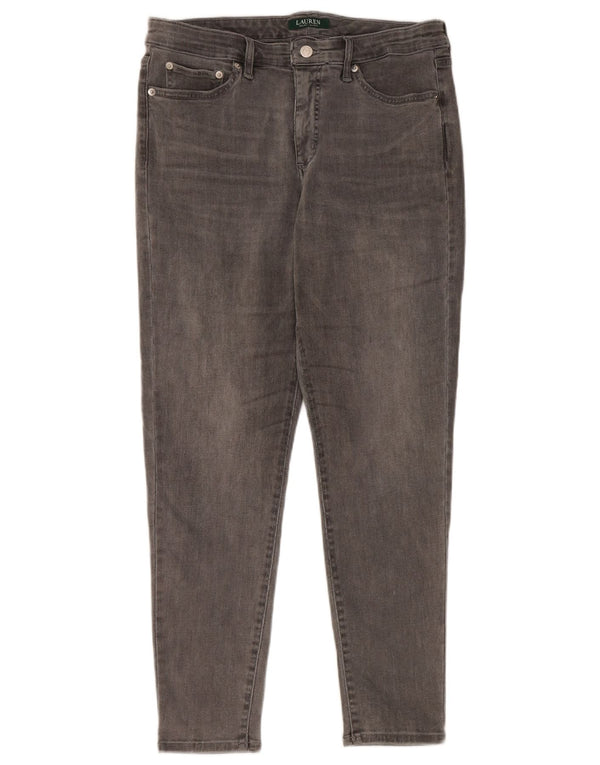 Jeans skinny feminino RALPH LAUREN EUA 12 grande W32 L27 algodão cinza