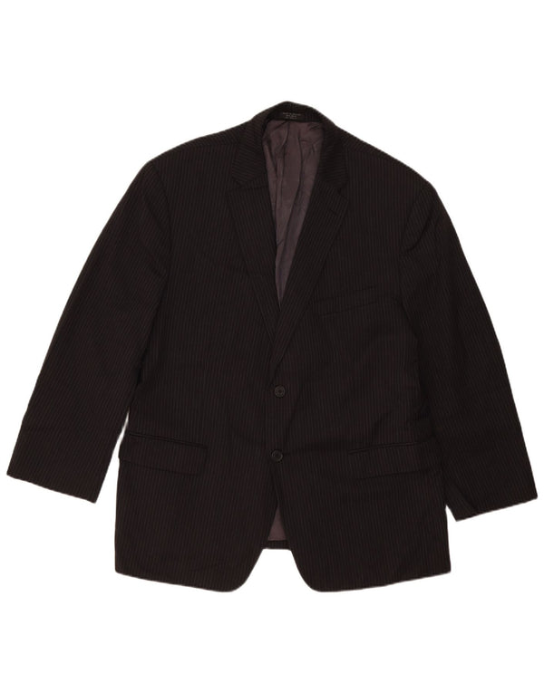 Jaqueta blazer masculina Tommy Hilfiger com 2 botões Reino Unido 40 grande lã preta listrada