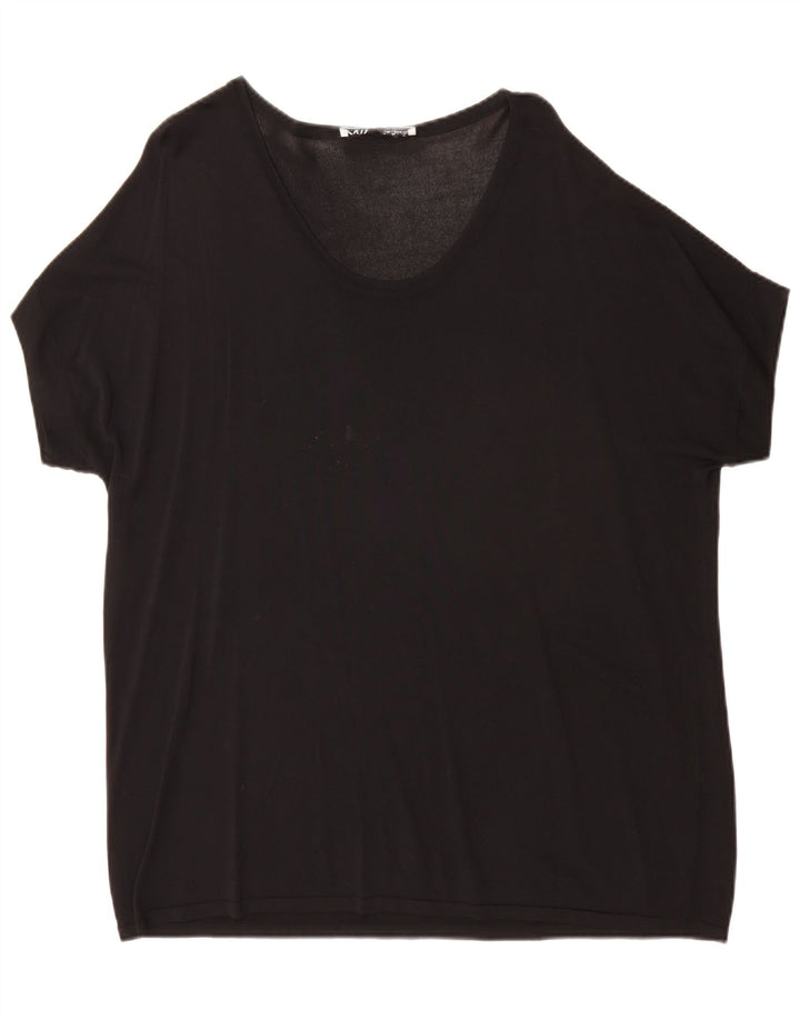 Zara Womens Oversized T-Shirt Top Reino Unido 16 Grande Preto
