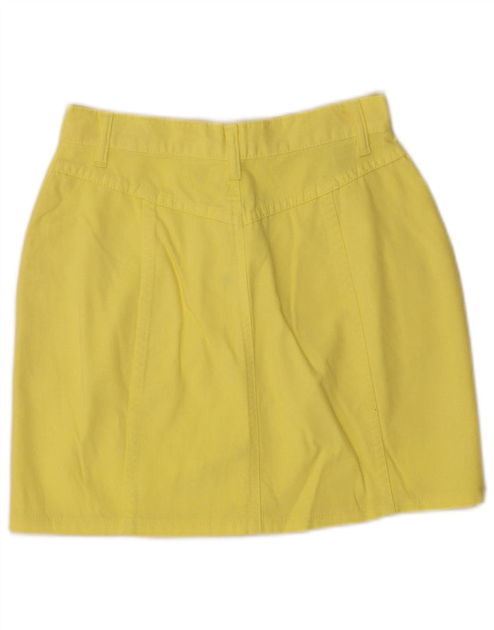 Mini saia feminina Benetton IT 40 pequena W26 algodão amarelo