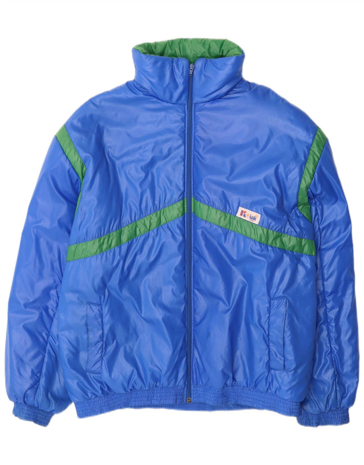 Jaqueta acolchoada masculina vintage IT 52 XL azul Colourblock poliamida