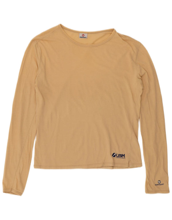 Murphy & Nye Top feminino manga comprida UK 18 XL algodão bege