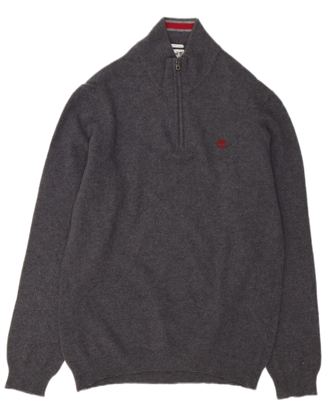 Suéter masculino Timberland com zíper e gola grande lã Merino cinza