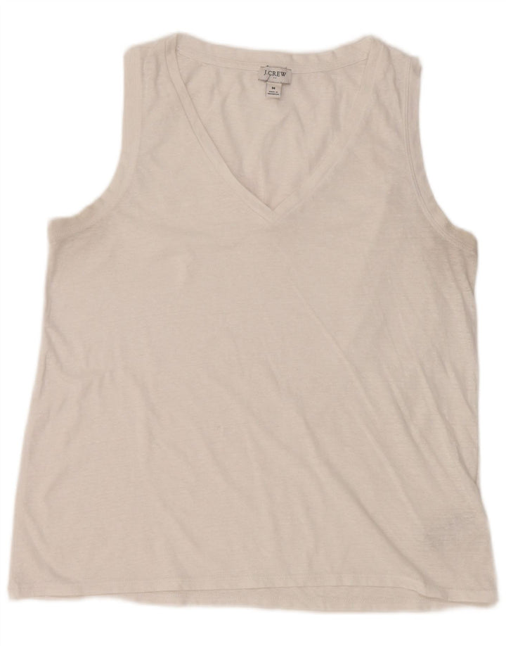 J. CREW Colete feminino Top UK 12 algodão branco médio