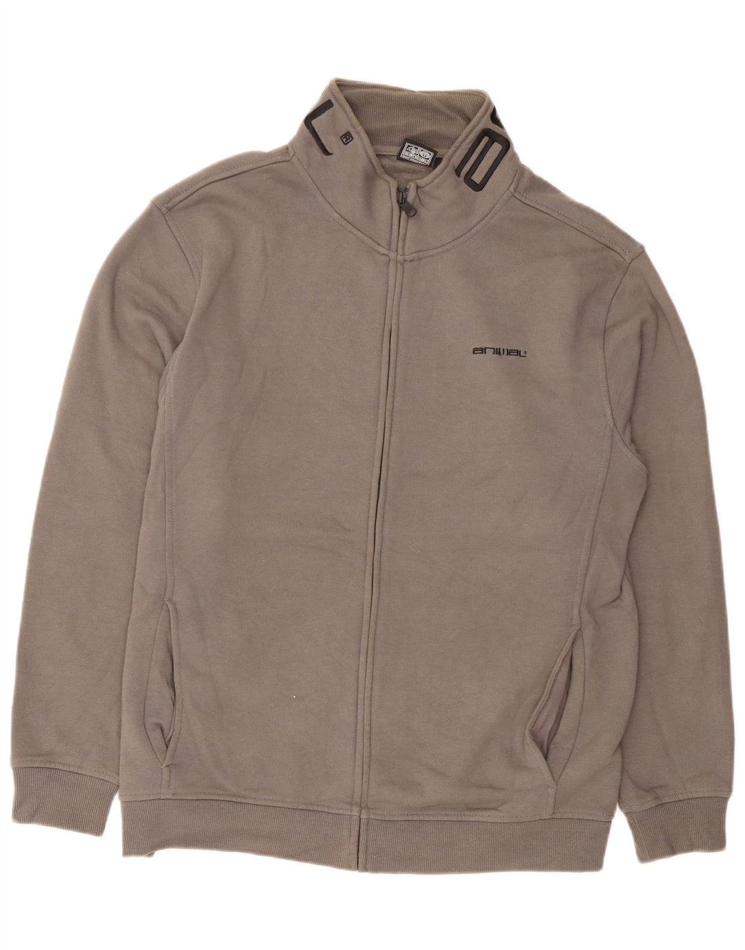 Animal Mens Graphic Tracksuit Top Jacket Grande Algodão Cinza