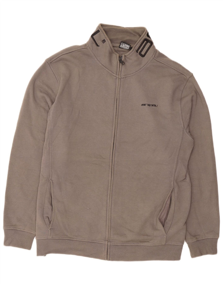 Animal Mens Graphic Tracksuit Top Jacket Grande Algodão Cinza
