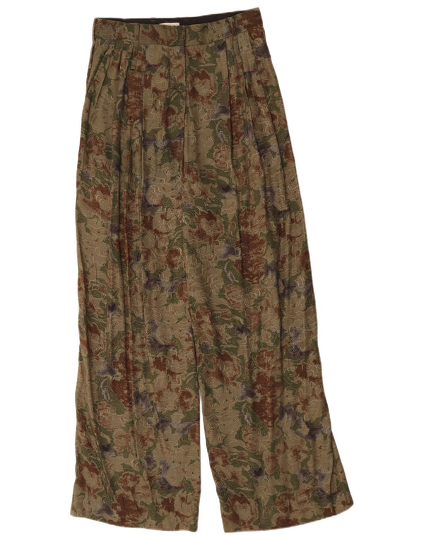 Jigsaw Calça feminina casual de cintura alta UK 8 pequena W28 L30 verde floral