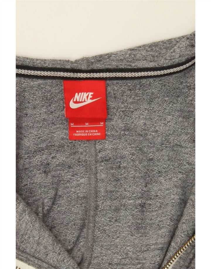 NIKE Womens Zip Hoodie Sweater UK 14 Medium Grey Flecked Cotton Vintage Nike and Second-Hand Nike from Messina Hembry 