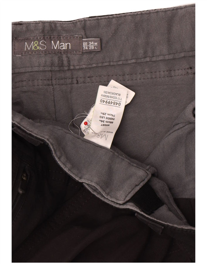 Calça cargo reta masculina Marks & Spencer W34 L29 poliamida preta
