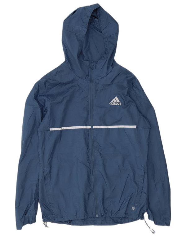 Adidas Mens Hooded Rain Jacket UK 38 Médio Azul Marinho Poliéster