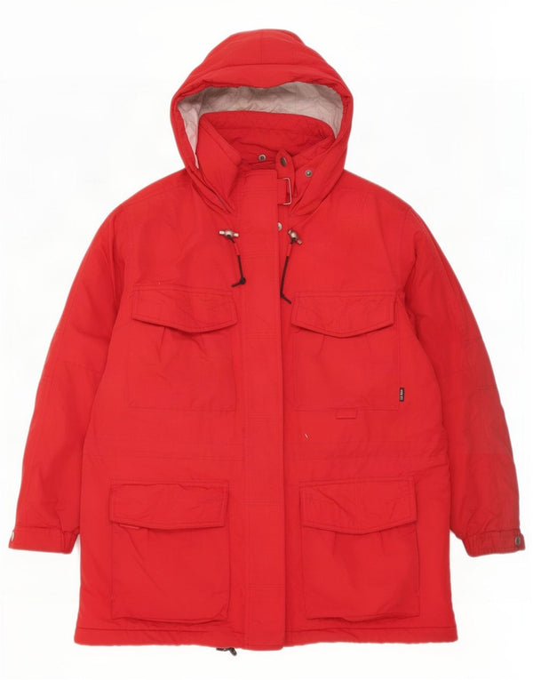 Jaqueta corta-vento feminina L.L.Bean Petite com capuz grande Reino Unido 10 pequena vermelha