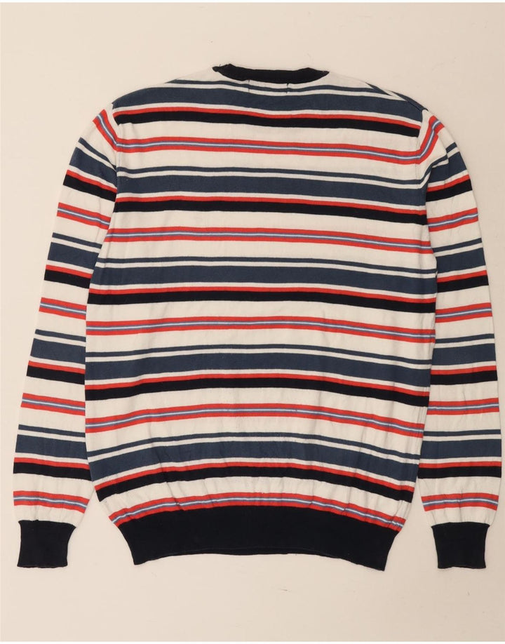 Suéter masculino Marlboro Classics com gola redonda, grande listrado multicolorido