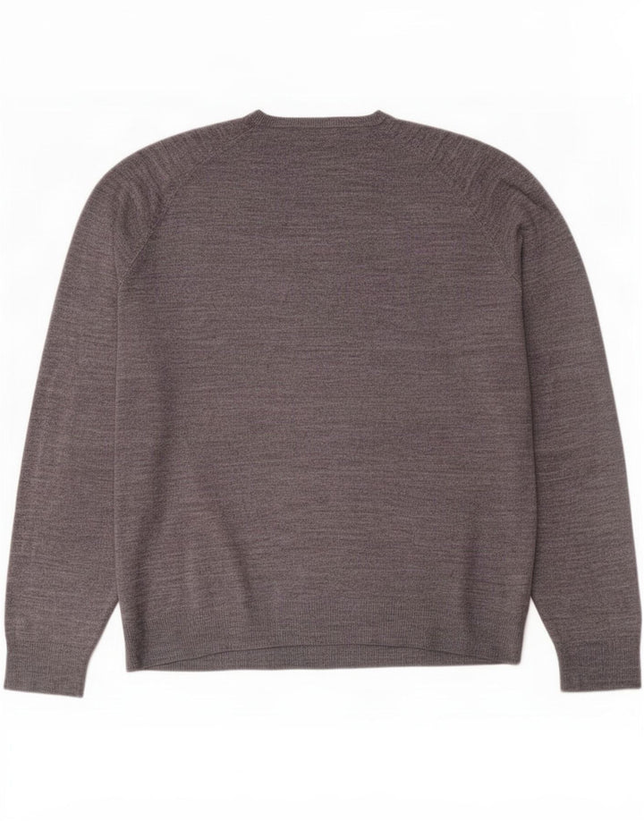 Suéter masculino Marks & Spencer Blue Harbor com decote em V cinza médio acrílico