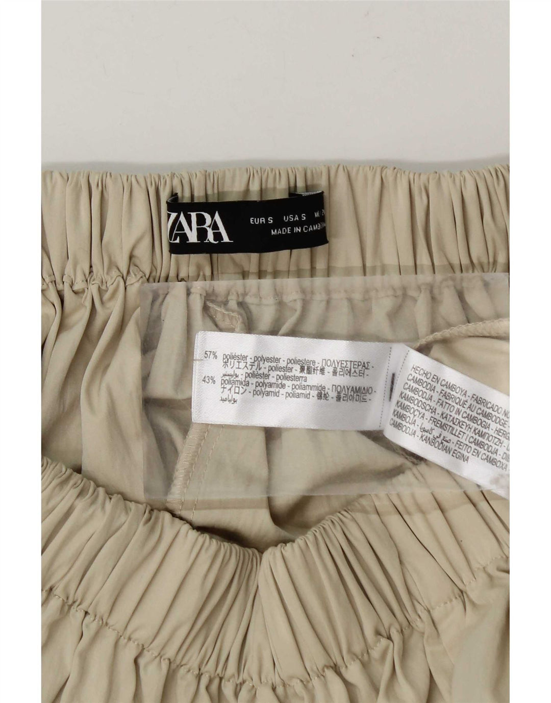 Saia larga feminina Zara pequena W26 poliéster bege