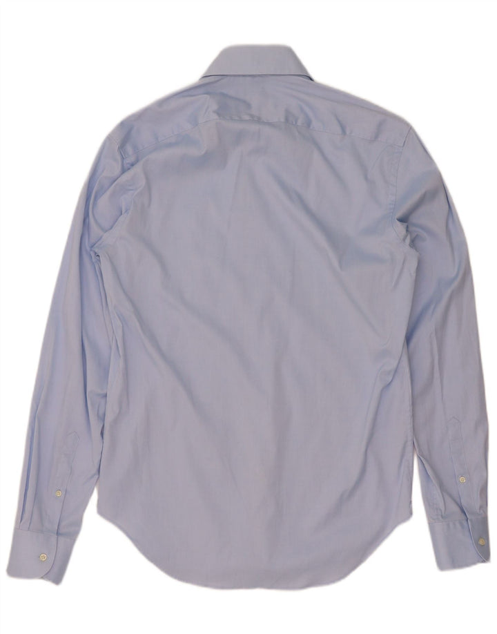 Camisa masculina Boggi Custom Fit tamanho 39 algodão azul médio