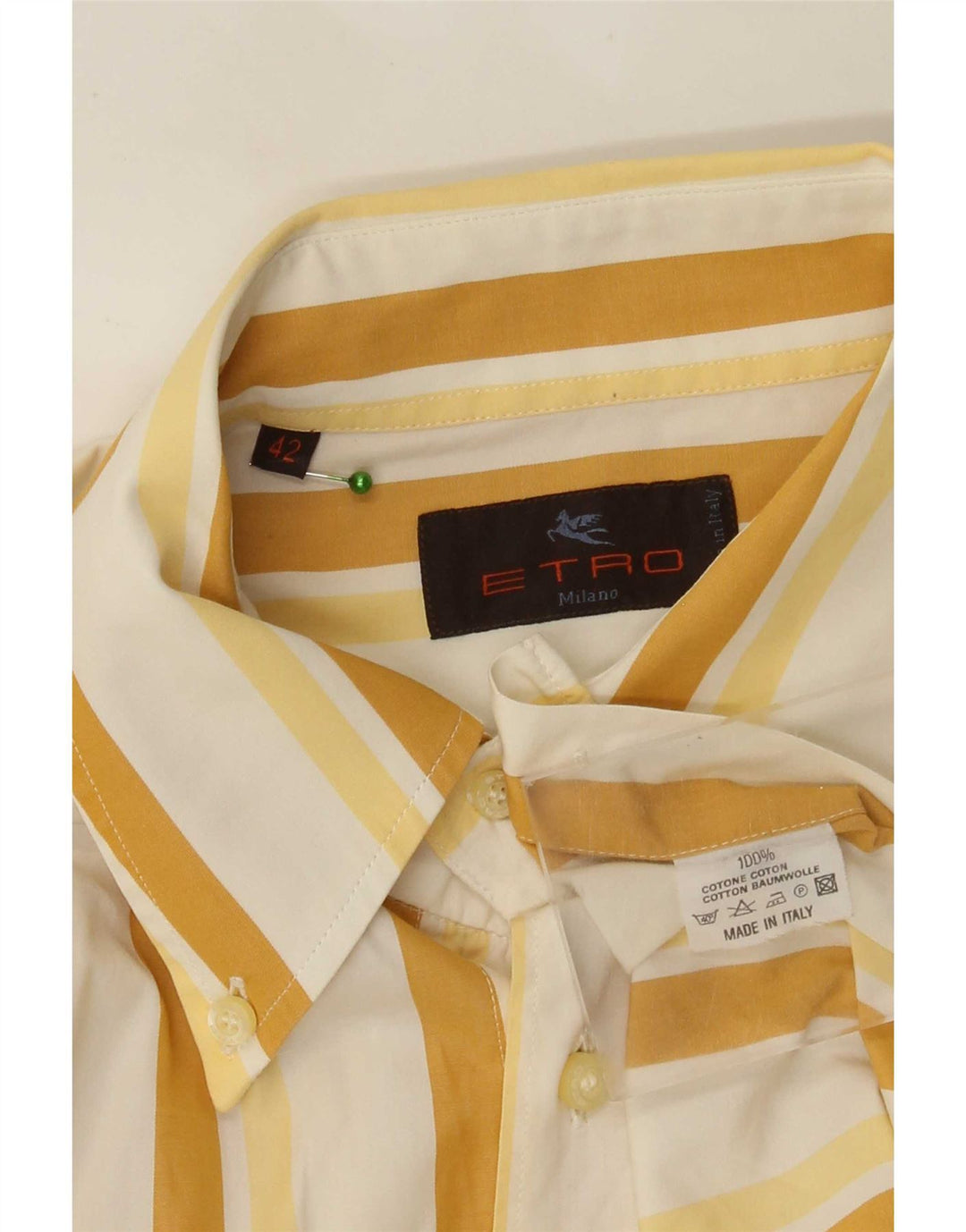 Camisa masculina Etro tamanho 42 grande algodão listrado amarelo