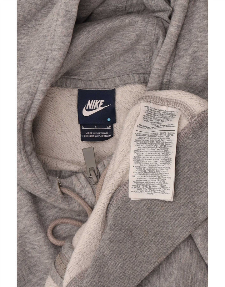 Suéter masculino Nike com capuz e zíper pequeno algodão manchado cinza