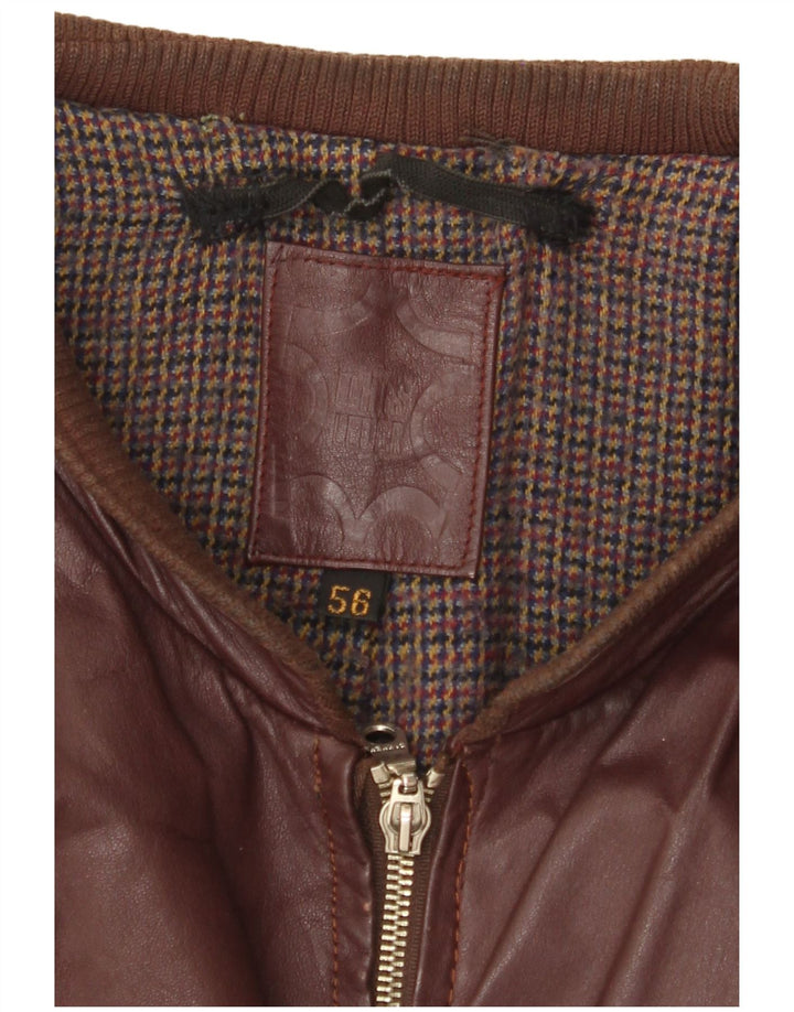 Jaqueta de couro masculina VINTAGE Reino Unido 38 Médio Borgonha