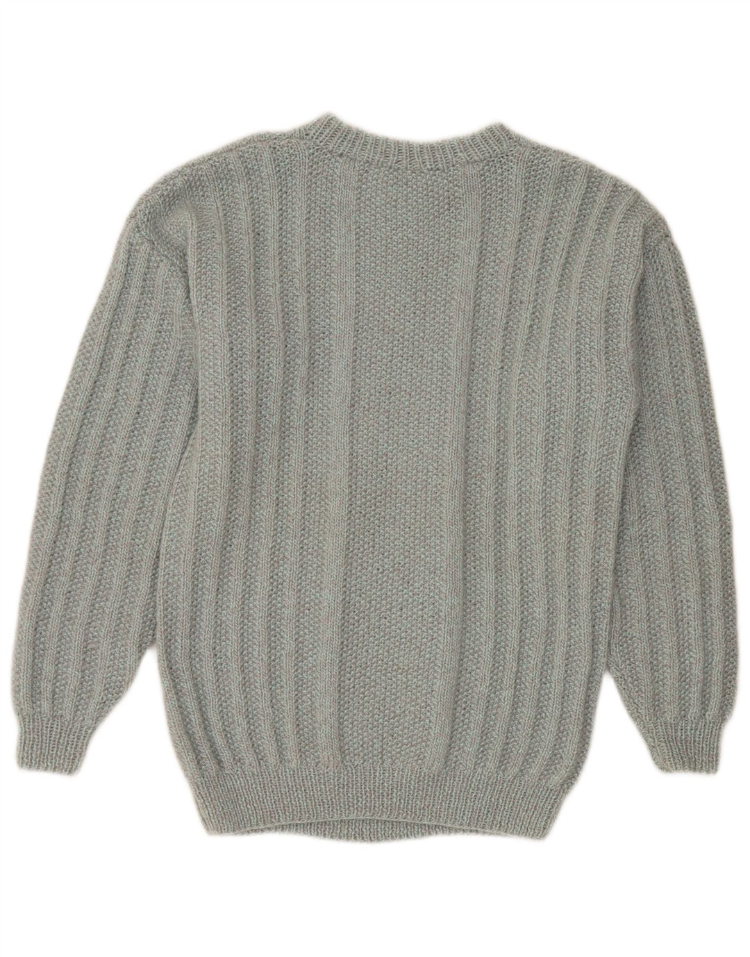 Suéter vintage masculino com gola redonda cinza médio