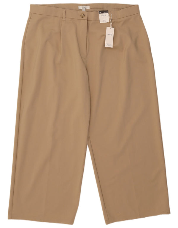 Calça chino feminina Marks & Spencer de cintura alta Reino Unido 24 4XL W44 L28 bege