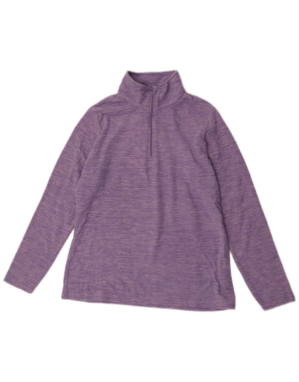 Suéter de lã feminino Mountain Warehouse com zíper e gola UK 16 grande roxo manchado