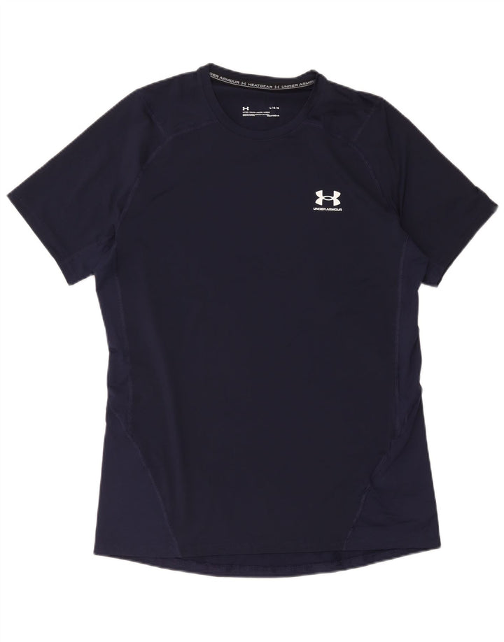 Camiseta masculina Under Armour Heat Gear grande poliéster azul marinho