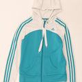 Suéter adidas feminino com capuz e zíper UK 12 médio branco colorblock poliéster