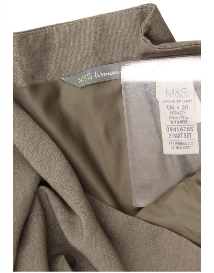 Saia lápis feminina Marks & Spencer UK 20 2XL W42 poliéster bege
