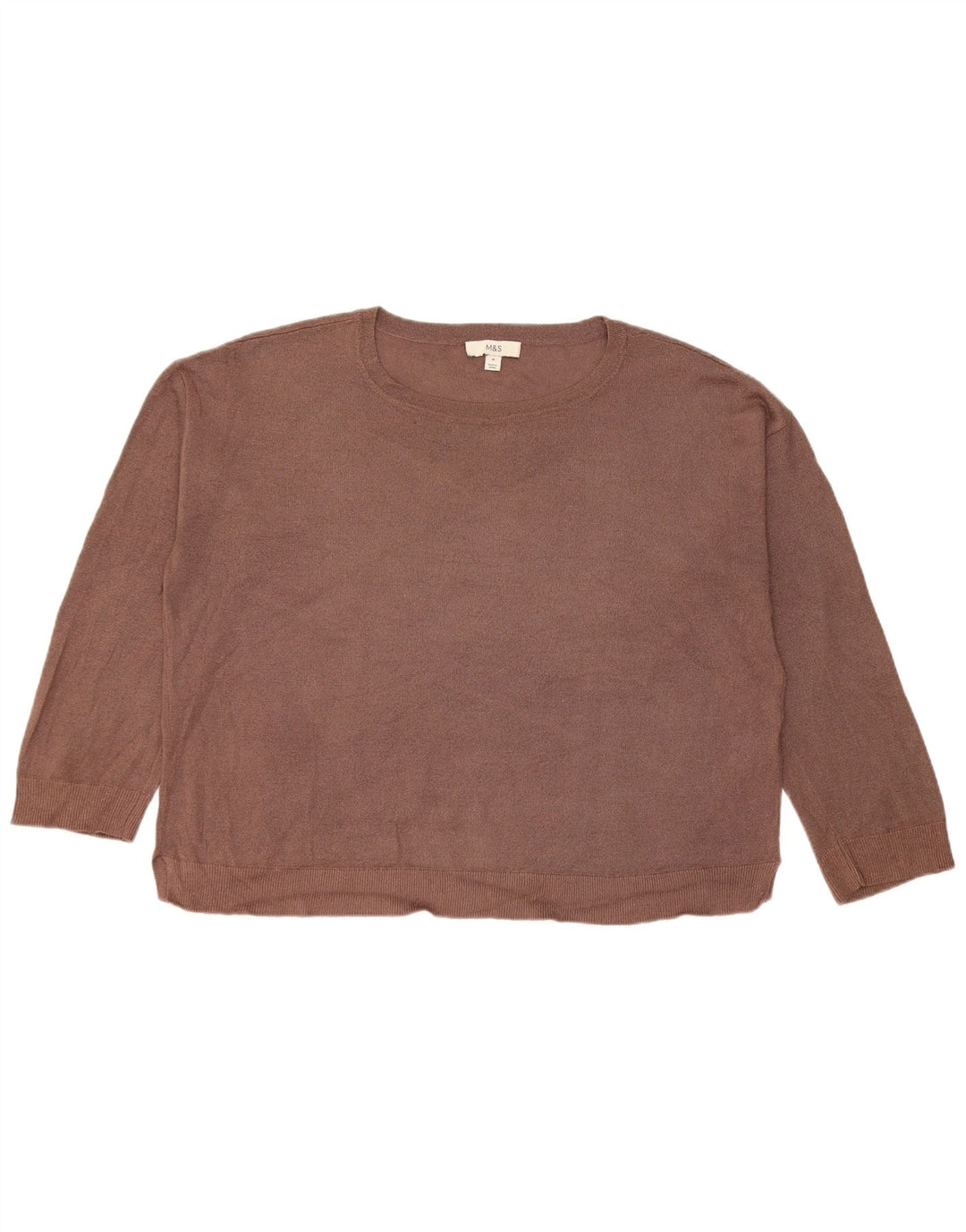 Suéter feminino Marks & Spencer com gola canoa Reino Unido 14 marrom médio