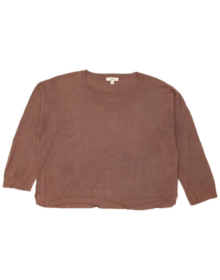 Suéter feminino Marks & Spencer com gola canoa Reino Unido 14 marrom médio