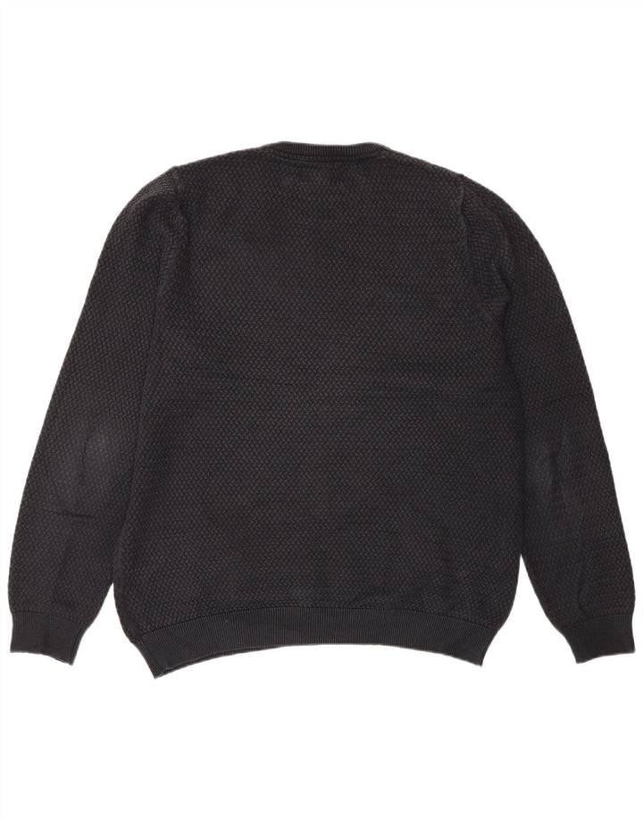 Suéter masculino Marks & Spencer de ajuste regular com gola redonda grande preto