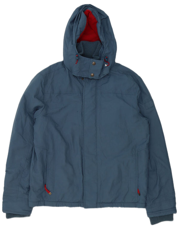 Jaqueta corta-vento masculina com capuz FAT FACE UK 40 grande nylon azul