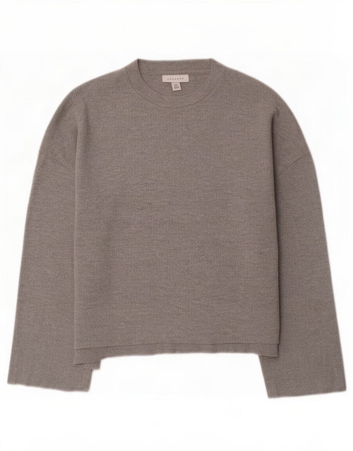 Topshop feminino oversized manga 3/4 Reino Unido 10 pequeno cinza