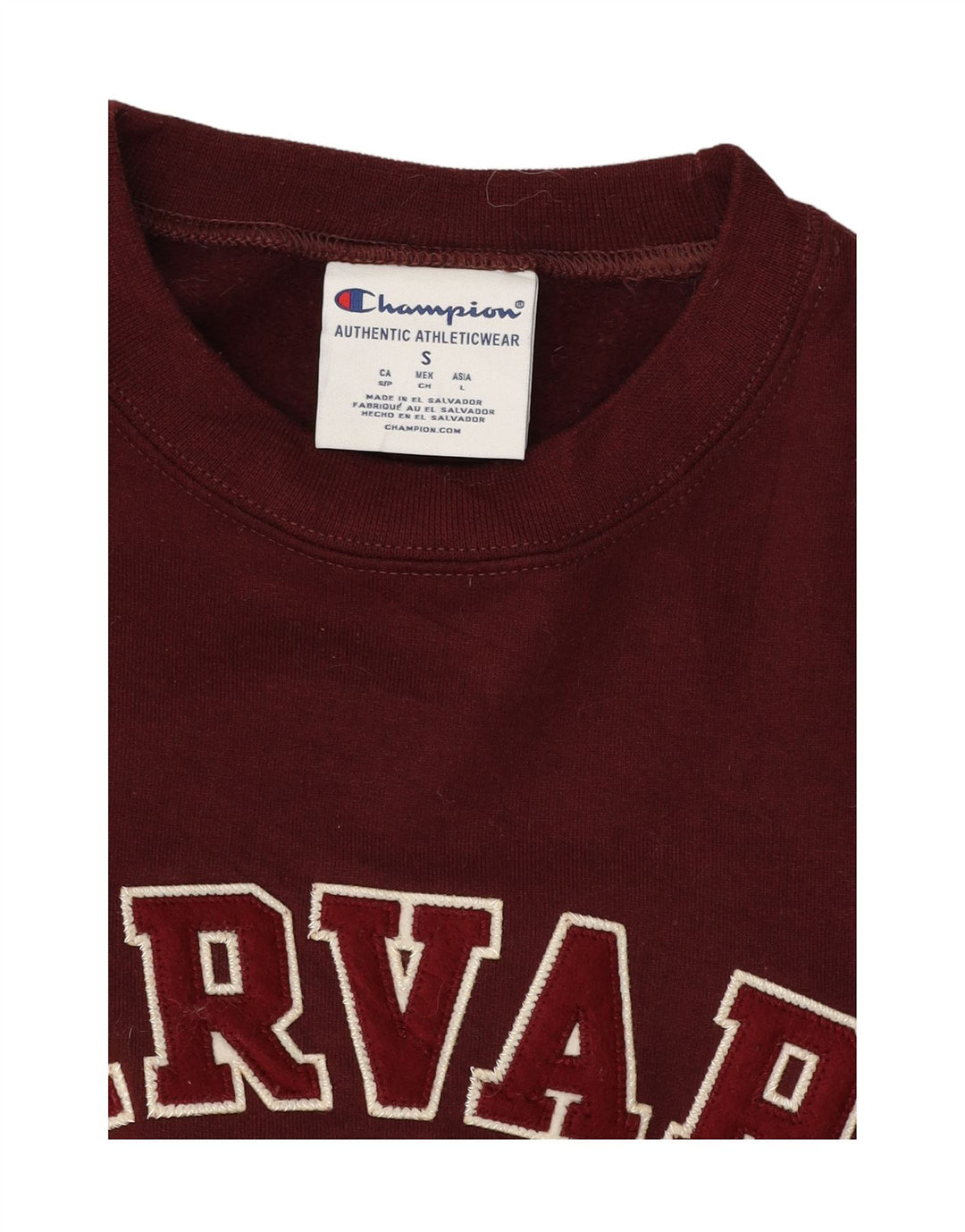 CHAMPION Masculino Harvard Graphic Moletom Jumper Pequeno Algodão Borgonha