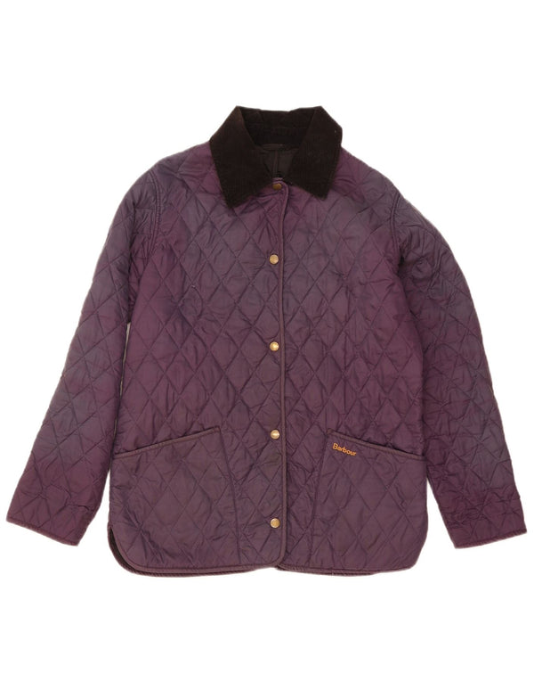 Jaqueta acolchoada feminina Barbour UK 12 poliéster roxo médio