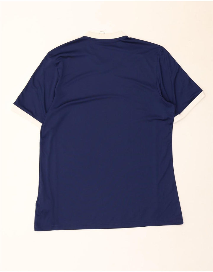 Camiseta masculina Adidas grande poliéster listrado azul marinho