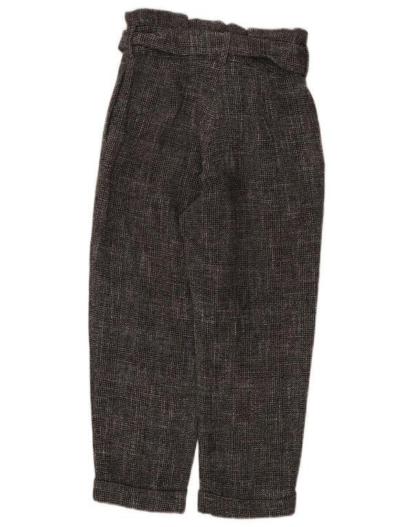 Calça feminina Topshop cintura alta cortada Reino Unido 6 XS W26 L23 preta manchada
