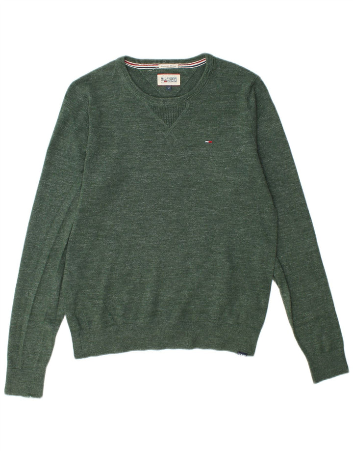 Suéter masculino TOMMY HILFIGER com gola redonda, algodão verde médio