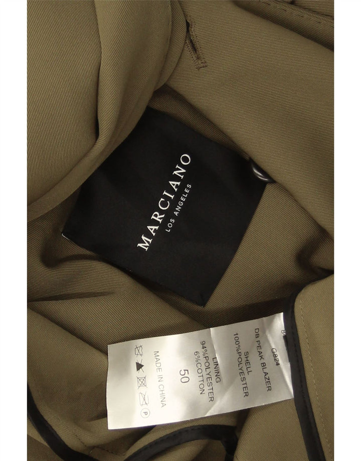 Jaqueta blazer masculina Marciano com peito duplo IT 50 grande poliéster cáqui