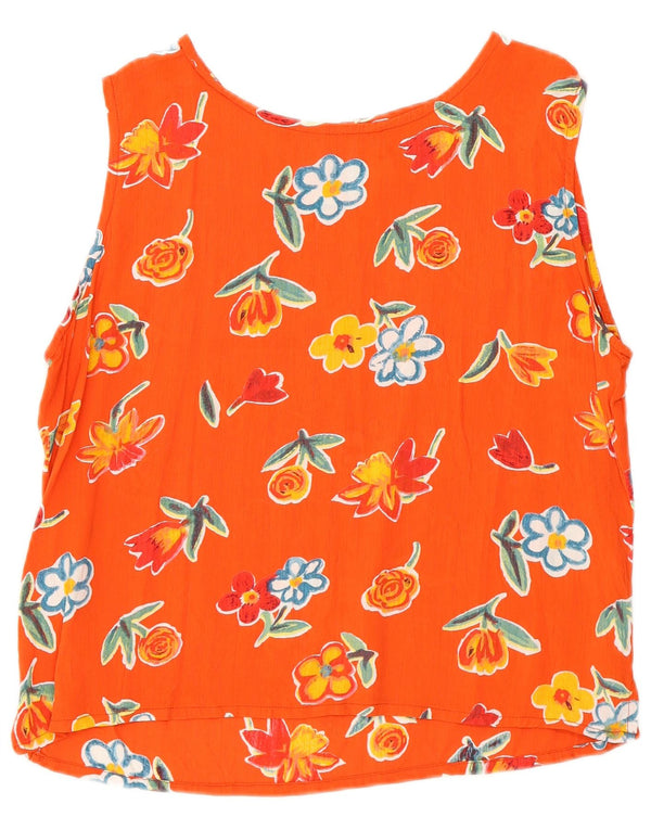 Colete feminino Amaranto UK 14 grande viscose floral laranja