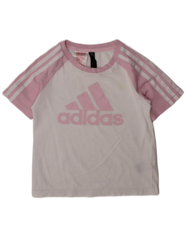 Camiseta Adidas Aeroready Graphic para meninas de 6 a 7 anos branca