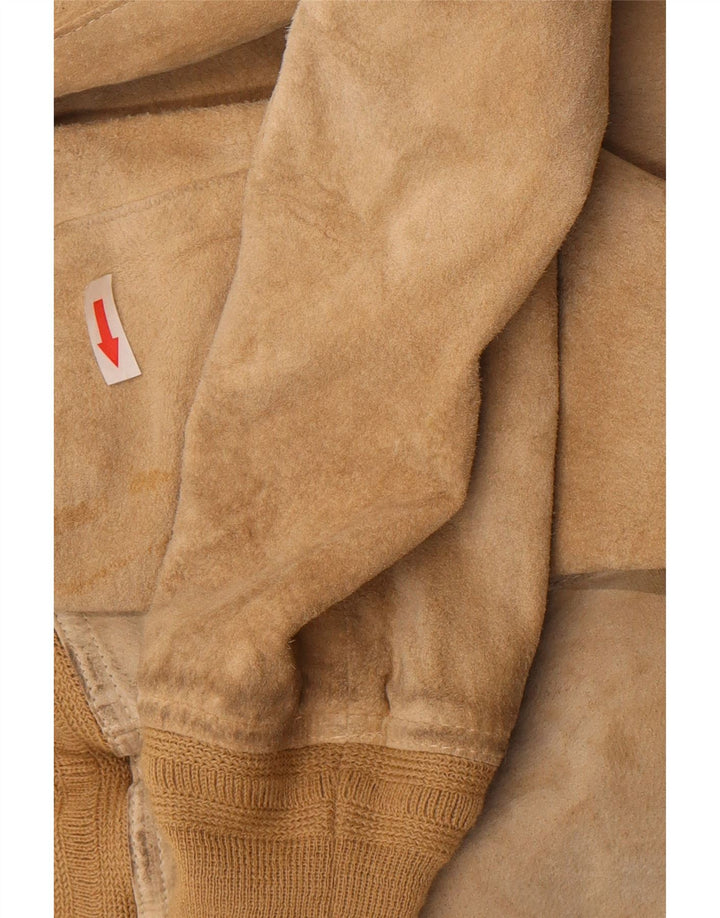 Jaqueta bomber de camurça feminina vintage IT 48 XL bege