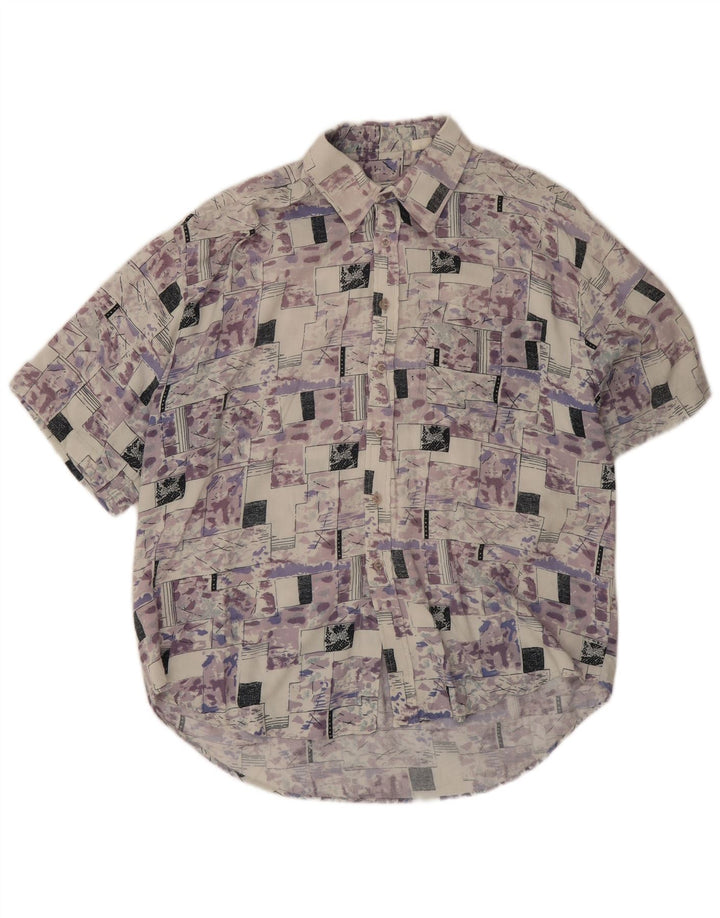 Camisa masculina de manga curta Burcardi grande geométrica multicolorida