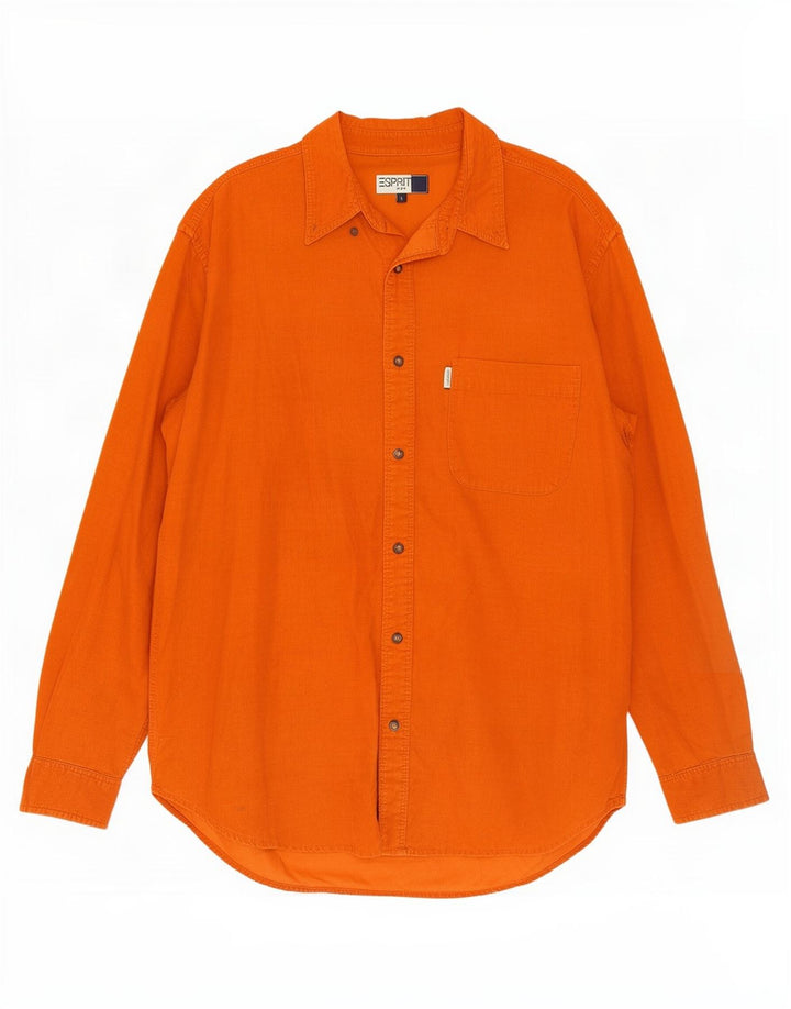 Camisa masculina de veludo Esprit grande laranja