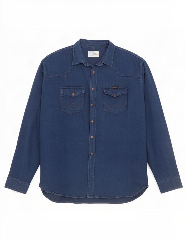 Camisa masculina Wrangler XL azul marinho algodão