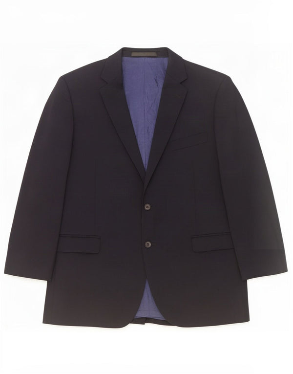 Jaqueta blazer masculina de 2 botões Marks & Spencer Reino Unido 44 XL lã azul marinho